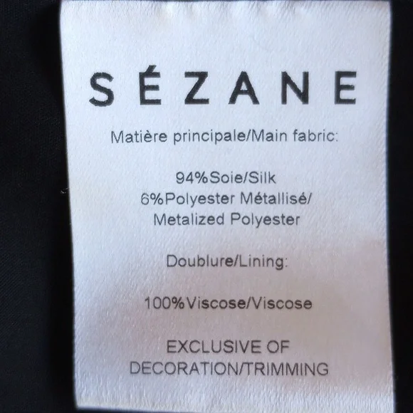 Sezane Josephine Floral Silk Chiffon Mini Dress 36 4 Black Metallic - Picture 6 of 8